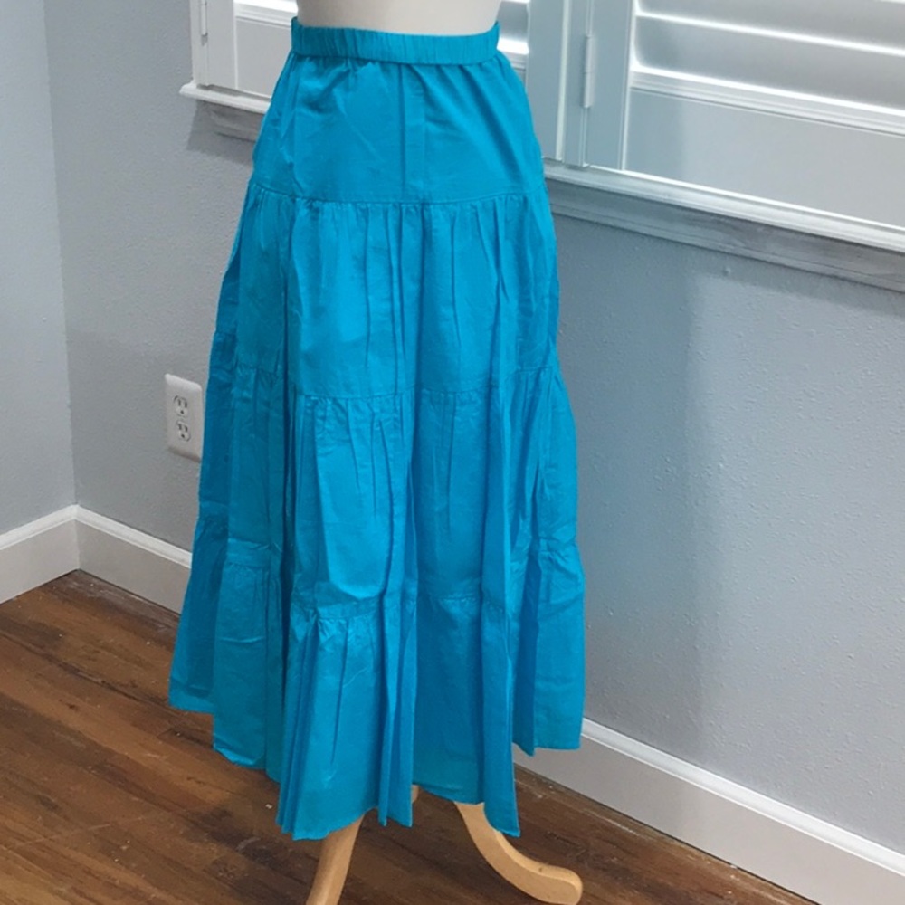 LILLY PULITZER TURQUOISE COTTON MAXI LINED SKIRT